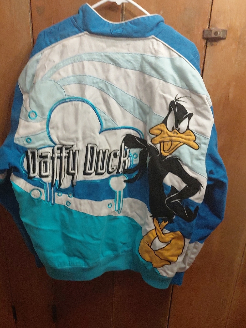 Looney Tunes Daffy Duck LOT 92 Colorblock Racing Jacket - Teal & Blue 2XL - Picture 7 of 7